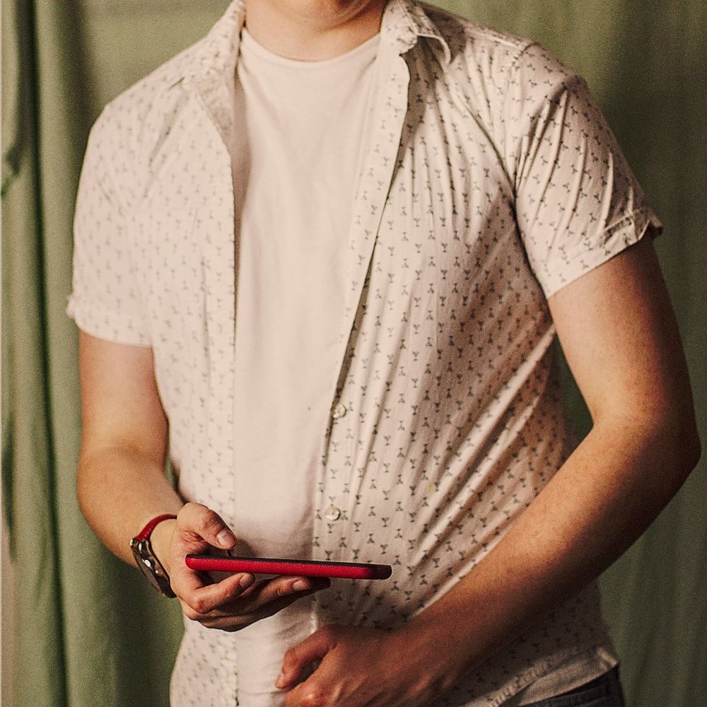 Men's Small White Martini Print Shirt.